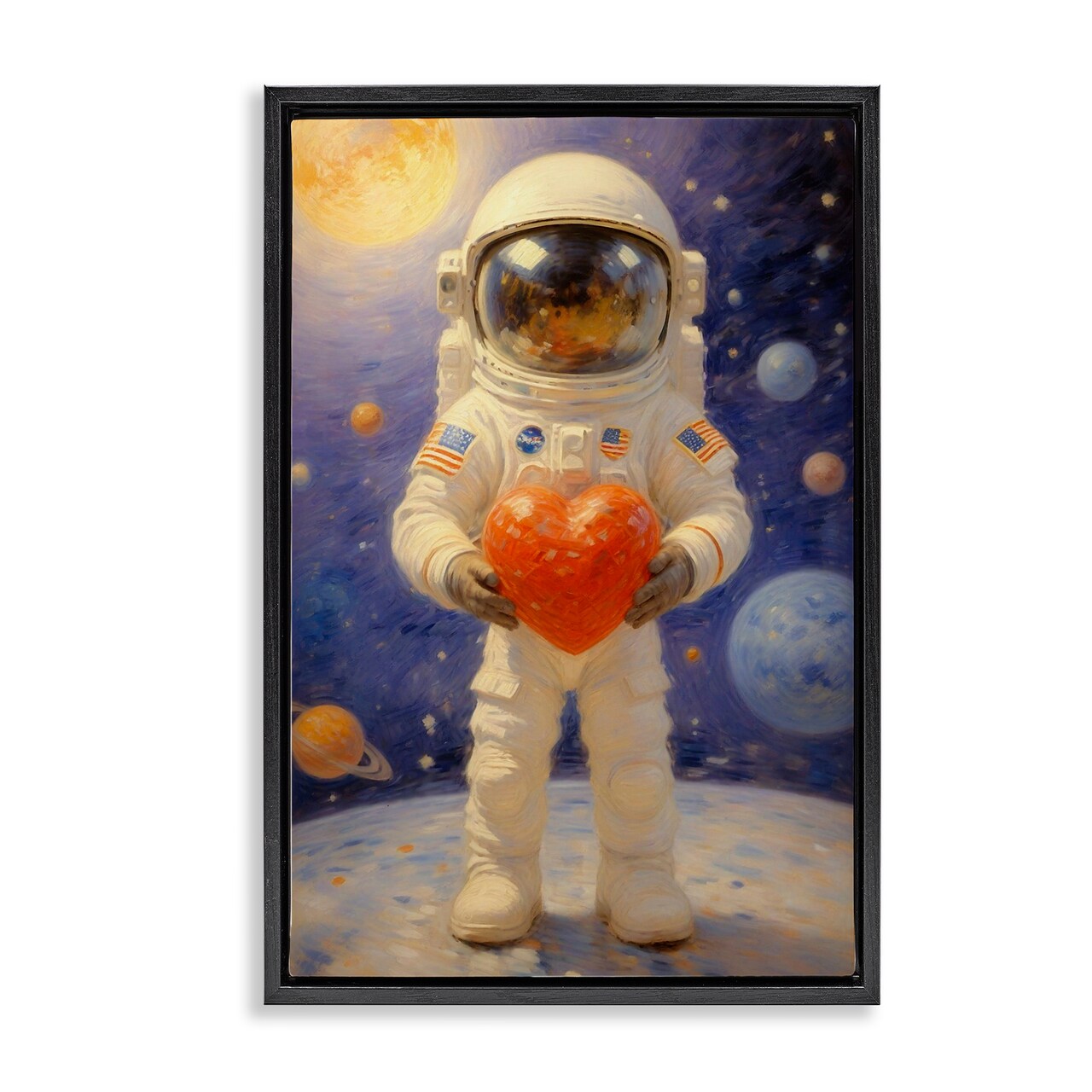 Stupell Industries Astronaut Holding Heart Floating Frame, design by Angie Hawke